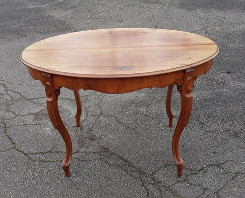 Antique Dining Salon Table with Curved Legs-QDP-824022