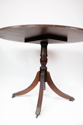 Antique Dining Table in Mahogany with Inlaid Wood and Leather, 1920s-UY-1000677