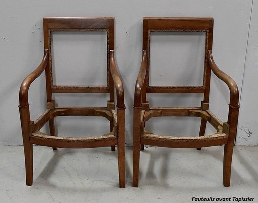 Antique Directoire Light Walnut Lounge Chairs, Set of 2-RVK-683461