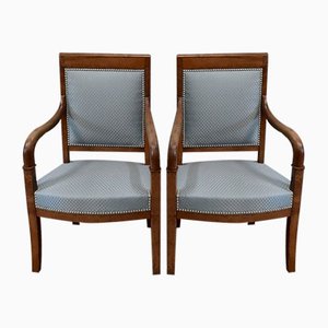 Antique Directoire Light Walnut Lounge Chairs, Set of 2-RVK-683461