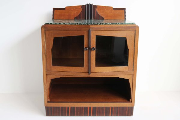 Antique Dutch Art Deco Amsterdam School Tea Cabinet / Display Cabinet in Oak, 1920s-WIP-2041773