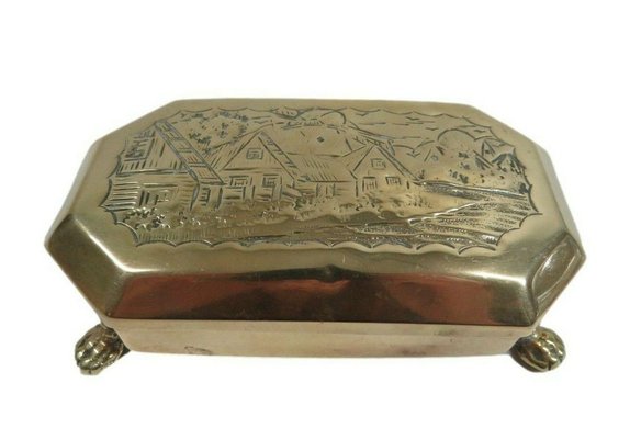 Antique Dutch Brass Tobacco Tin-RCH-1450769