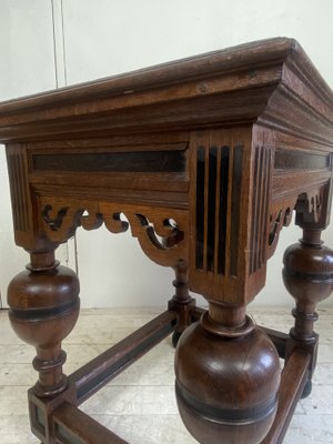 Antique Dutch Renaissance Style Side Table with Oak and Ebony Inlay-WZZ-1263759