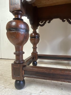 Antique Dutch Renaissance Style Side Table with Oak and Ebony Inlay-WZZ-1263759