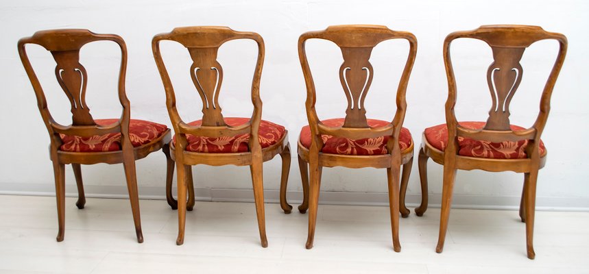 Antique Dutch Walnut and Maple Inlaid Dining Chairs, Set of 4-FER-564494