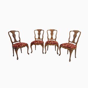 Antique Dutch Walnut and Maple Inlaid Dining Chairs, Set of 4-FER-564494