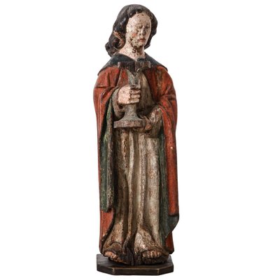 Antique Dutch Works of Art Polychrome Guardian Angel with Candelabrum-KL-620426