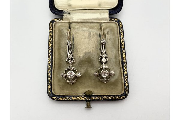 Antique Earrings and Pendant with Diamonds, Austria, 1900s, Set of 3-BXB-1768376