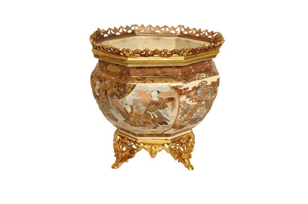 Antique Earthenware and Gilt Bronze Planter, 1880s-CEJ-557876