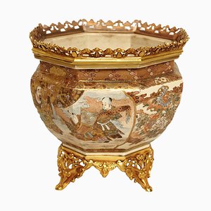 Antique Earthenware and Gilt Bronze Planter, 1880s-CEJ-557876