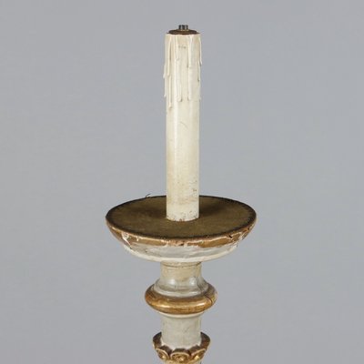 Antique Eclectic Candleholder in Carved and Gilded Wood-VMM-1724793