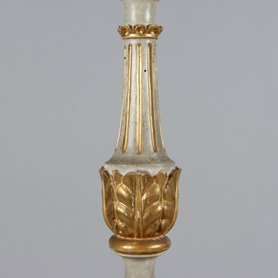 Antique Eclectic Candleholder in Carved and Gilded Wood-VMM-1724793