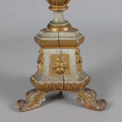 Antique Eclectic Candleholder in Carved and Gilded Wood-VMM-1724793