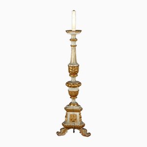 Antique Eclectic Candleholder in Carved and Gilded Wood-VMM-1724793