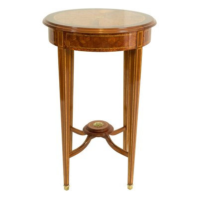 Antique Edwardian Burl and Mahogany Marquetry Side Table-WFJ-719943