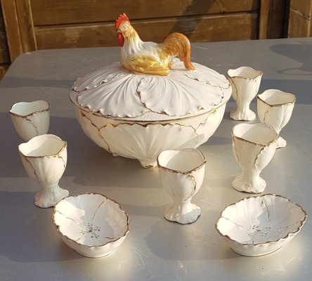 Antique Egg Eastern Dishes with Bowl and Egg Cups, Set of 10-QDP-1240259