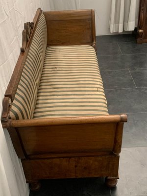 Antique Empire Charles X Inlaid Walnut & Brass Sofa, 1910s-IJR-594607