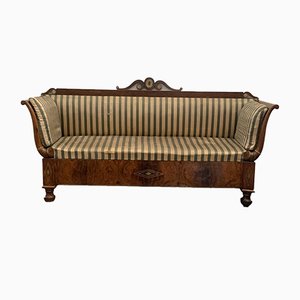 Antique Empire Charles X Inlaid Walnut & Brass Sofa, 1910s-IJR-594607