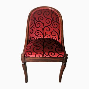 Antique Empire Mahogany and Velvet Desk Chair-QRS-573290