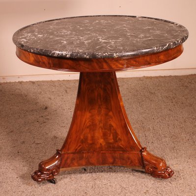 Antique Empire Pedestal Table in Saint-Anne Marble-HPU-1081761