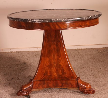 Antique Empire Pedestal Table in Saint-Anne Marble-HPU-1081761