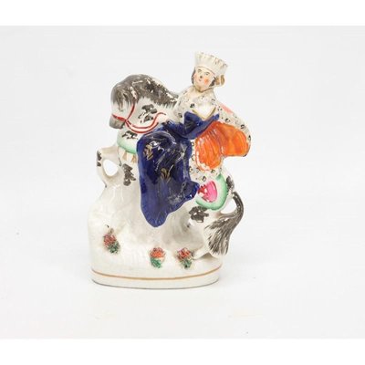 Antique English Ceramic Statue of Woman Riding a Horse from Bow-RAQ-804394