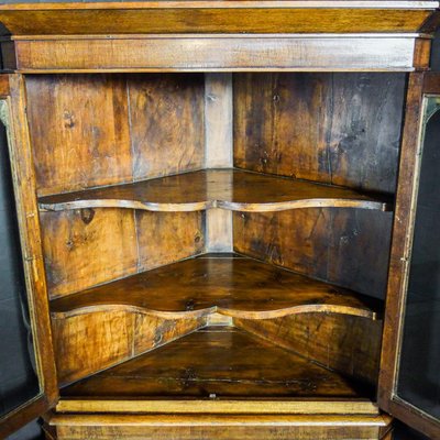 Antique English Corner Cupboard with Vitrine Top - Early 1900s-IA-822894