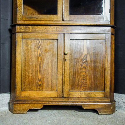 Antique English Corner Cupboard with Vitrine Top - Early 1900s-IA-822894