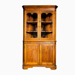 Antique English Corner Cupboard with Vitrine Top - Early 1900s-IA-822894