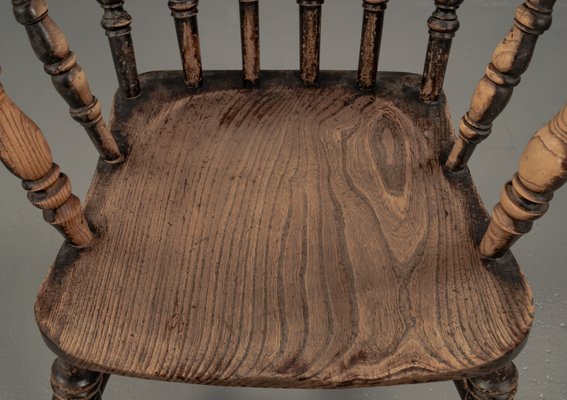 Antique English Elm Wood Captains Chair, 1890s-VLO-2022709