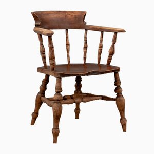 Antique English Elm Wood Captains Chair, 1890s-VLO-2022695