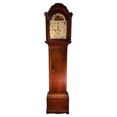 Antique English Grandfather Clock in Oak, 19th Century-FLW-1402047