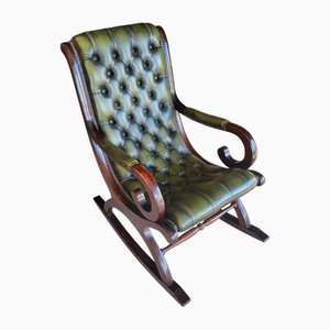 Antique English Leather Rocking Chair-TCS-1811947