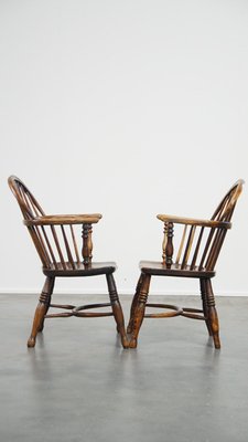 Antique English Lowback Windsor Dining Room Chairs, Set of 2-HPP-2026668