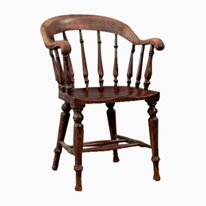 Antique English Mahogany Wood Captains Chair, 1890s-VLO-2022703