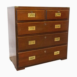 Antique English Military Campaign Style Chest of Drawers in Mahogany-RIU-733822