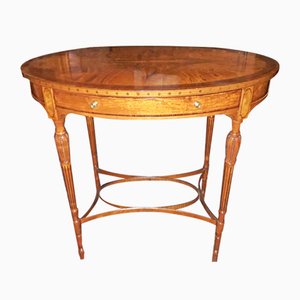 Antique English Oval Inlaid Coffee Table-AKA-687656