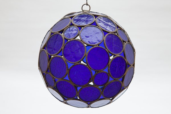 Antique English Queen Victorian Cobalt Blue Lantern from A J Beatty Glass Company, 1899-KL-620238