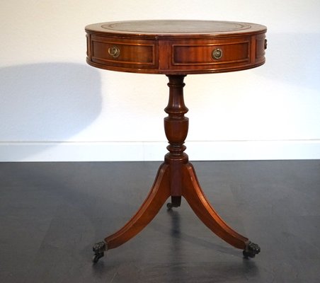 Antique English Side Table with Leather Top-CIP-2023747