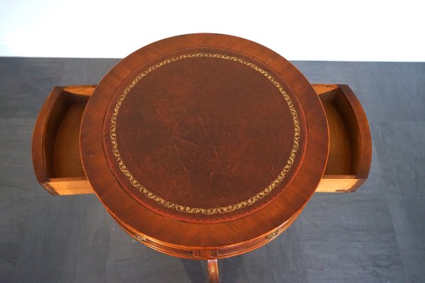 Antique English Side Table with Leather Top-CIP-2023747