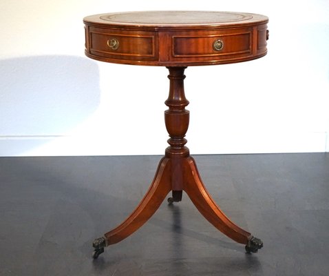 Antique English Side Table with Leather Top-CIP-2023747