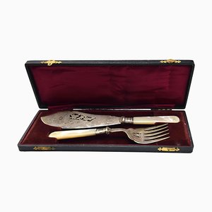 Antique English Silver Dessert Cutlery Set, 1890s, Set of 2-ZCI-752716