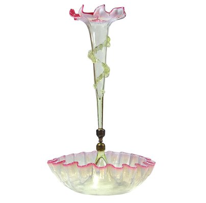 Antique English Victorian Pink Vaseline Glass Epergne-GIW-595132