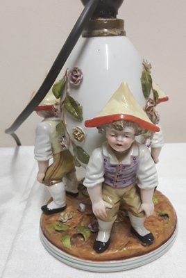 Antique Figurative Bedside Lamps with Porcelain Bases, 1900s, Set of 2-HOI-1801010