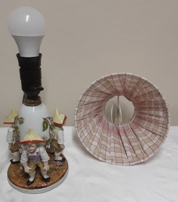 Antique Figurative Bedside Lamps with Porcelain Bases, 1900s, Set of 2-HOI-1801010