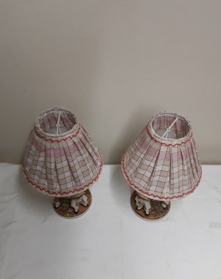 Antique Figurative Bedside Lamps with Porcelain Bases, 1900s, Set of 2-HOI-1801010