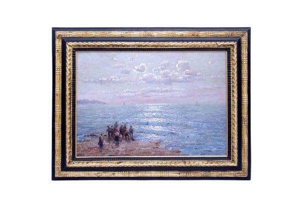 Antique Fishermen Oil on Panel by Federico Morello-CEJ-626742