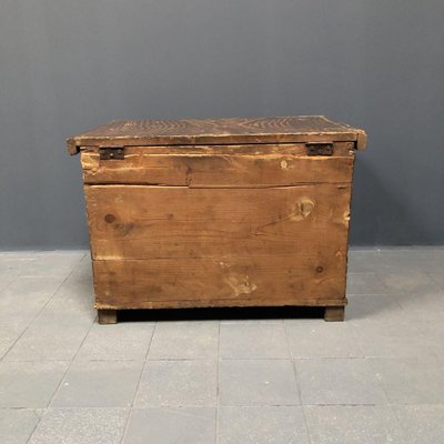 Antique Folk Art Chest with Stripe Motif-NPL-648235