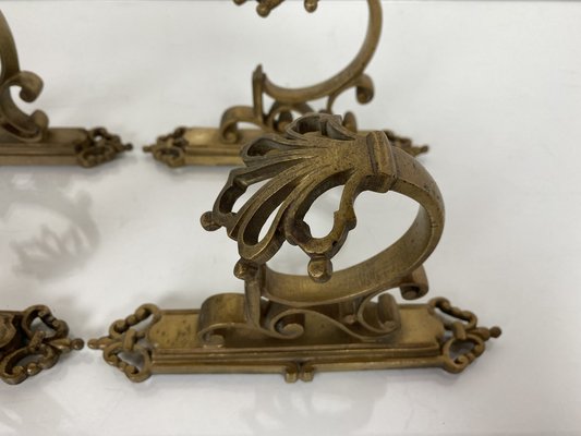 Antique French Bronze Coat Hooks, 1900s, Set of 4-WZZ-1047912