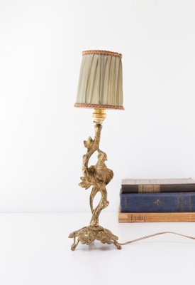 Antique French Bronze Table Lamp with Bird, 1930s-JWI-2019807